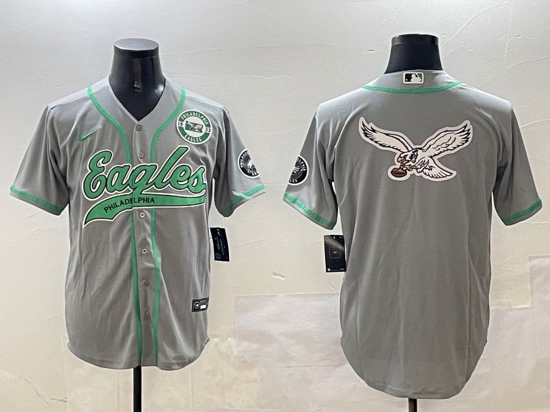 Men Philadelphia Eagles Blank Grey Jointly Name 2025 Nike Limited NFL Jersey style 14->philadelphia eagles->NFL Jersey